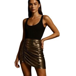 UNTTLD Metallic Gold Ruched Skirt Size 34 (Small)